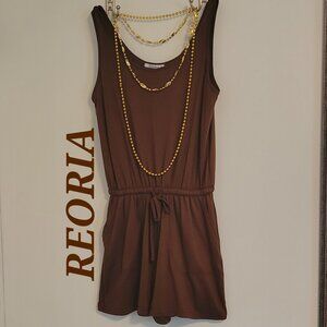 ReoRia Women's Brown Summer Scoop Neck Sleeveless Tank Top Short Romper. Sz: M
